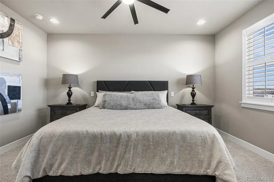 Guest bedroom with two windows