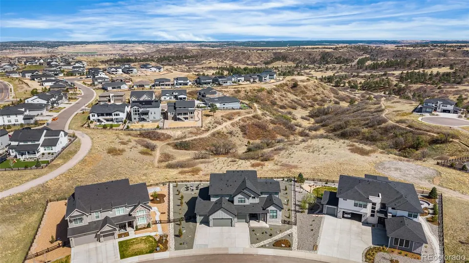 Aerial view of The Canyons neighborhood in Castle Rock