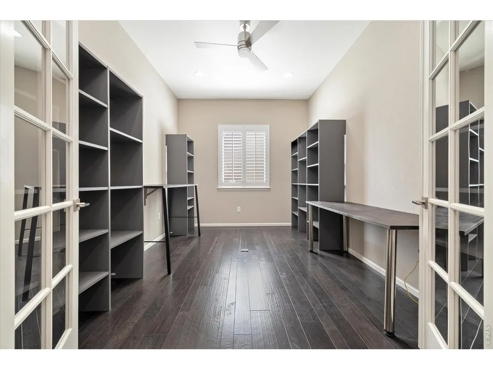 Main-level office with built-in shelving